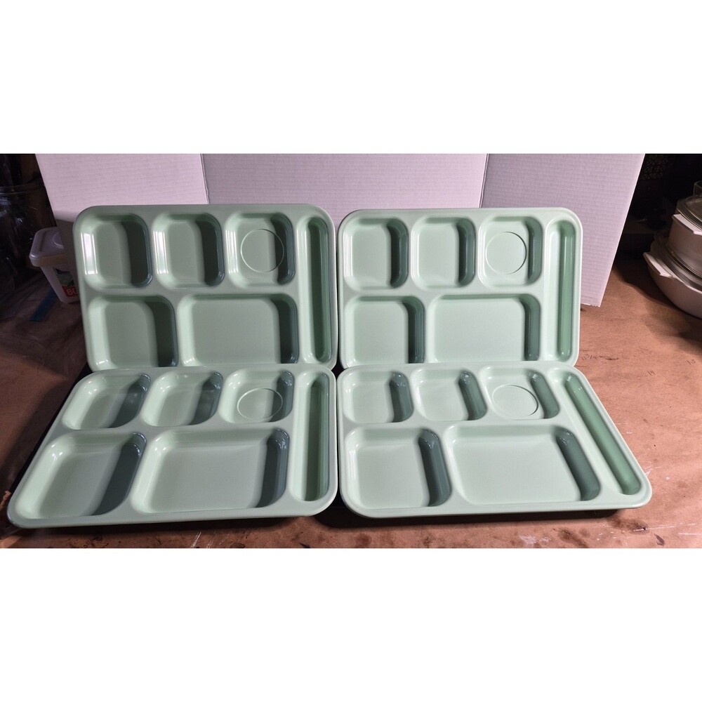 Vtg Dallas Ware School Cafeteria Lunch Tray P71 Lot Of 4 Mint Green 14x9”